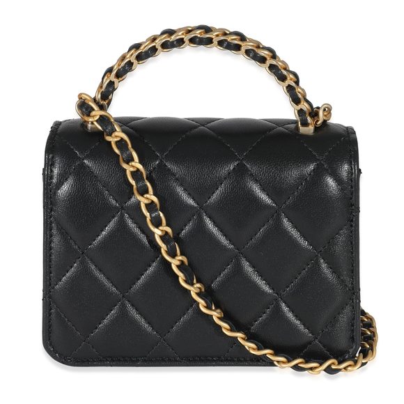 Chanel Black Quilted Lambskin Chain Top Handle Clutch - Picture 3 of 8